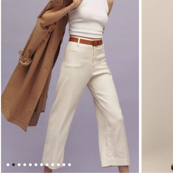 MAEVE GUC The Colette Linen Blend Crop Wide-Leg Pants in Chalk White Size 26 - Picture 1 of 9